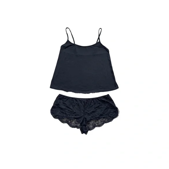 Adore Me Reign Camisole & Short Set-Black Lace and Jersey Knit-Size Large - Picture 1 of 2